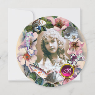 CONVITE ROSAS SELVAGENS E CONCHAS DO MAR MODELO DE FOTO DO