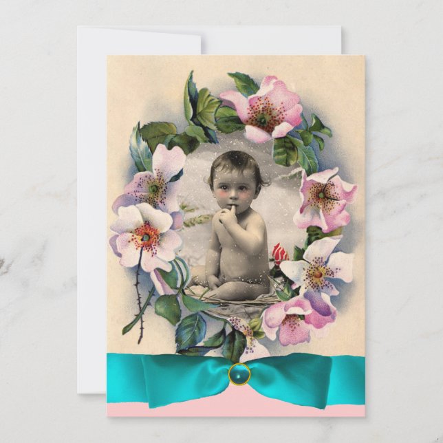 Convite Rosas SELVAGENS E MONOGRAMA DE MODELO DE FOTO DE F (Frente)