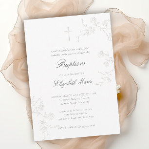 Convite Rosas Silvestres Jardim Delicado Clássico Branco B