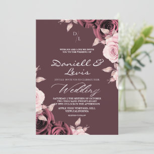 Convite Rosas Spring Blush ⎮ Casamento Mauve