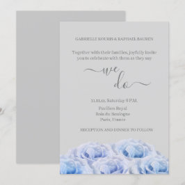 Convite Rosas Verdadeiros Azuis Flores Cinzas Legant Nós F