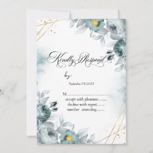 Convite Rosas Verde Menta em Aquarela RSVP
