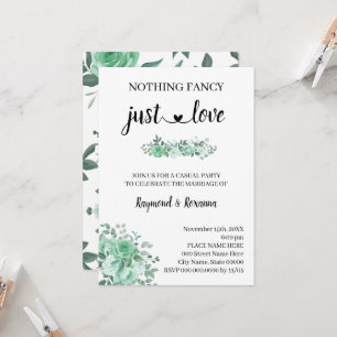 Convite Rosas Verdes Casamento Simples, apenas Amor Fuga R