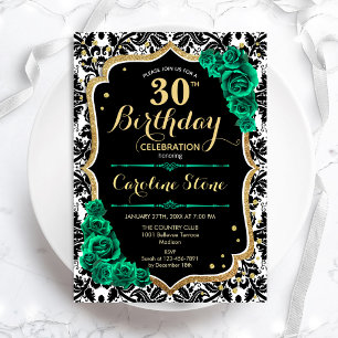 Convite Rosas verdes, Dourado, aniversário de 30 anos
