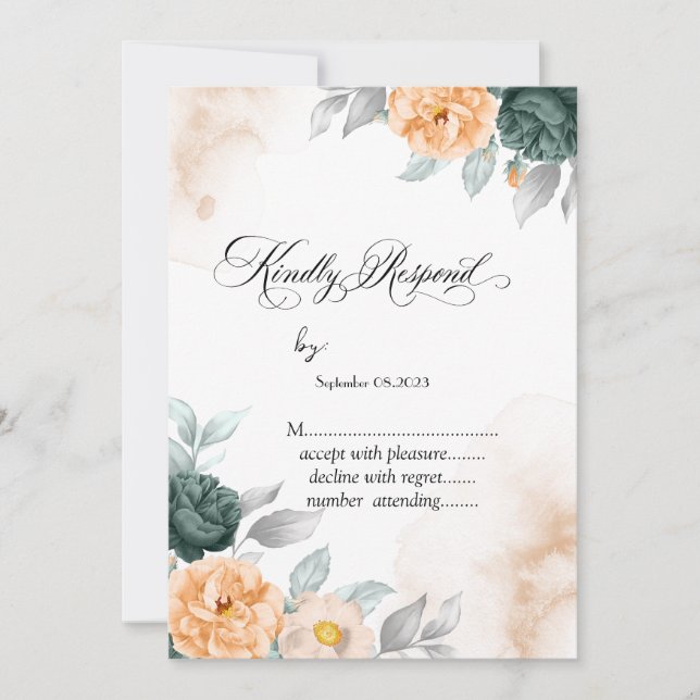 Convite Rosas Verdes em Aquarela RSVP (Frente)