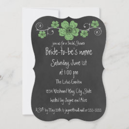Convite Rosas verdes selvagens Chalkboard Bridal