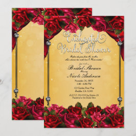 Convite Rosas Vermelhas Amarelo & Dourado Chuveiro de Noiv