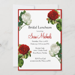 Convite Rosas Vermelhas Antigas Almoço de Noiva Floral