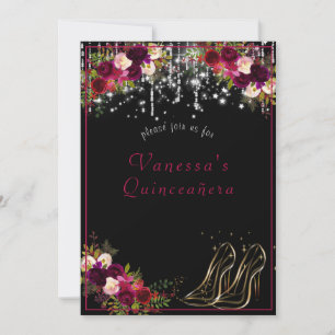 Convite Rosas vermelhas bonito Espumantes Estrelas Altas Q