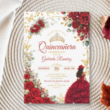 Rosas Vermelhas Borboletas Douradas Quinceañera
