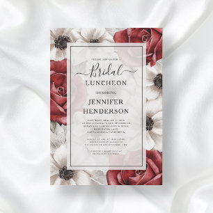 Convite Rosas vermelhas Borgonhetas Anemone Floral Bridal