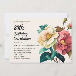 Convite Rosas Vermelhas Brancas 80º Aniversário