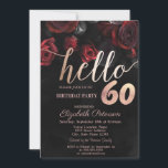 Convite Rosas vermelhas Chic Black 60th Festa de aniversár<br><div class="desc">Rosas vermelhas elegantes sobre fundo preto.</div>