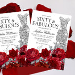 Convite Rosas vermelhas de palhaço de prata 60ª Festa de a<br><div class="desc">Rosas vermelhas de palhaço prateado 50ª Festa de aniversário - 50 e um convite fabuloso Ver coleção correspondente em Niche e Nest Store Muitos obrigados</div>