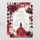 Convite Rosas vermelhas de Quinceanera Alice Floral no Paí (Frente/Verso)
