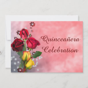 Convite Rosas Vermelhas e Amarelas Celebração de Quincea