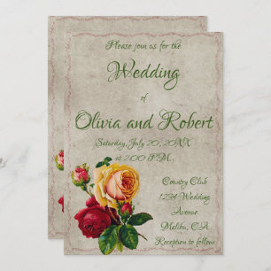 Convite Rosas vermelhas e amarelas visuais personalizadas