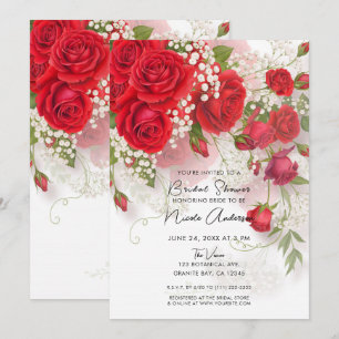 Convite Rosas Vermelhas e Noiva Respirante Floral Elegante