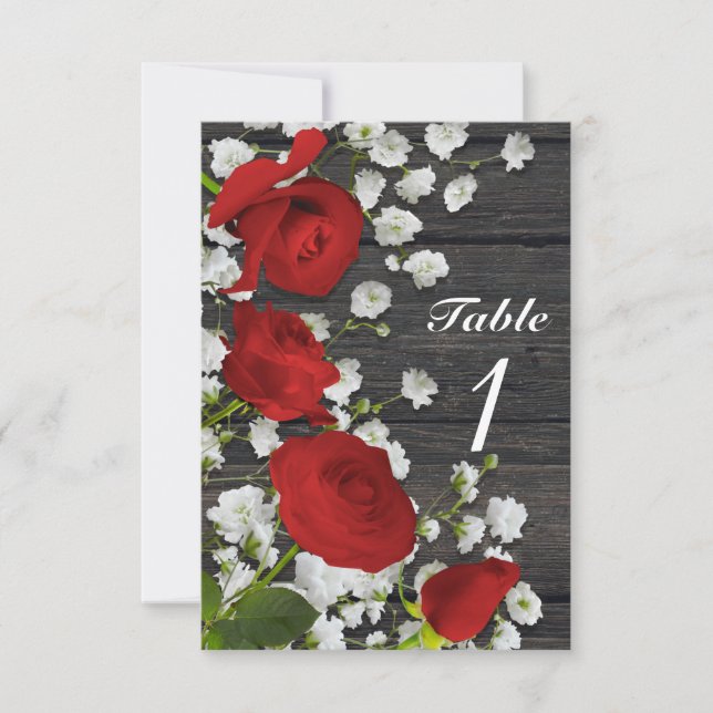 Convite Rosas Vermelhas e Respirar de Bebê na Mesa de Made (Frente)