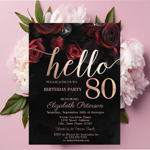 Convite Rosas Vermelhas Elegantes Festa de Aniversário de