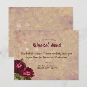 Convite Rosas Vermelhas Elegantes Folhas Caindo