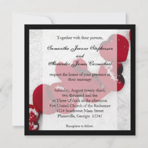 Convite Rosas vermelhas em neve, Casamento no inverno