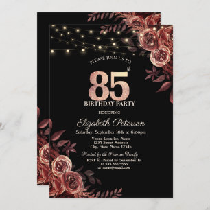 Convite Rosas vermelhas escuras, luzes de cordas escuras p