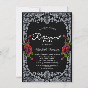 Convite Rosas Vermelhas Gótico Listras Pretas Festa de Apo