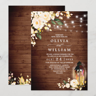 Convite Rosas Vermelhas Lanterna de Madeira Rústica Aquare