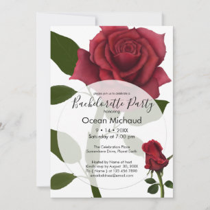 Convite Rosas vermelhas pintadas Branco
