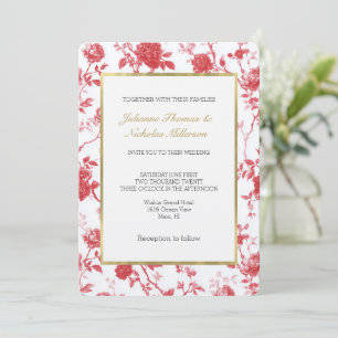 Convite Rosas Vermelhas Românticas Casamento Floral