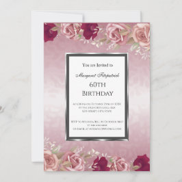 Convite Rosas Vermelhas Rosadas Festa de Aniversário Rosa