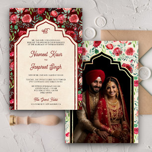 Convite Rosas Vermelhas Vintage Foto Anand Karaj Casamento