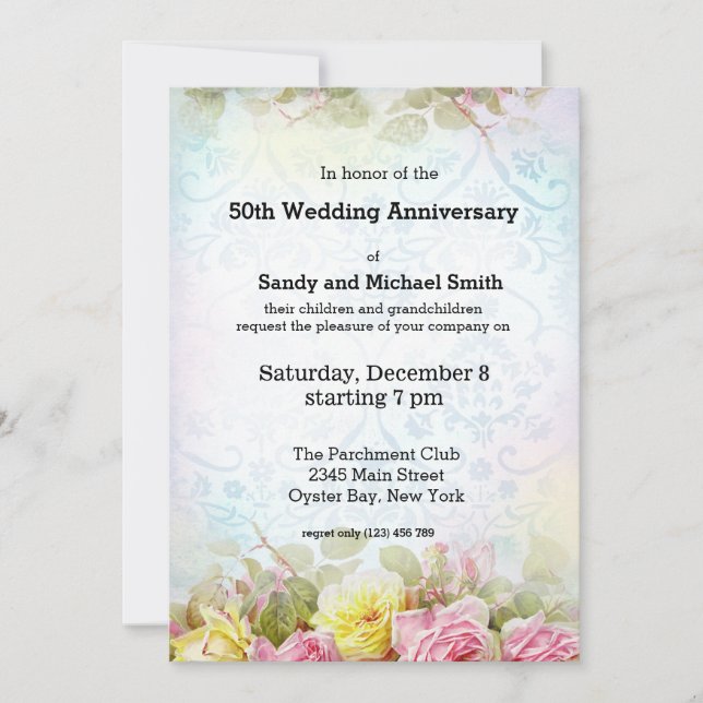 Convite Rosas Vintage (Frente)