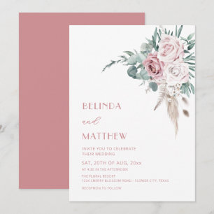 Convite Rosas Watercolor Boho Modernas 
