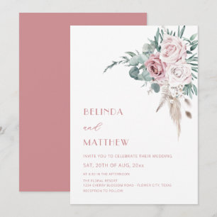 Convite Rosas Watercolor Boho Modernas