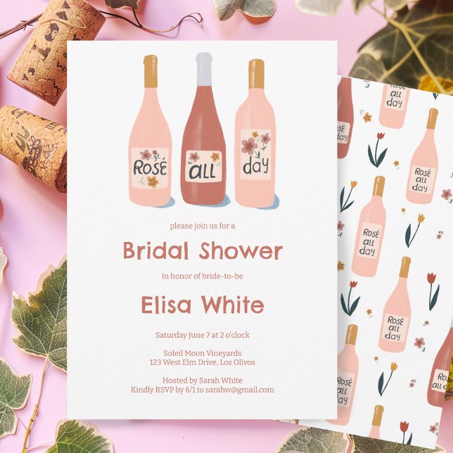 Convite Rosé All Day Winery Chá de panela Cuja Personaliza (Rosé All Day Winery Bridal Shower Cute Custom Invitation
Wine Bachelorette Hen Party Birthday)