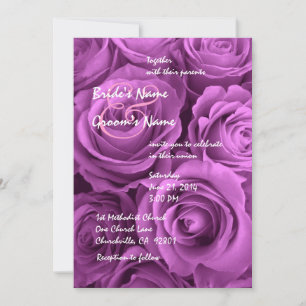 Convite Rose Bouquet de Casamento Magenta
