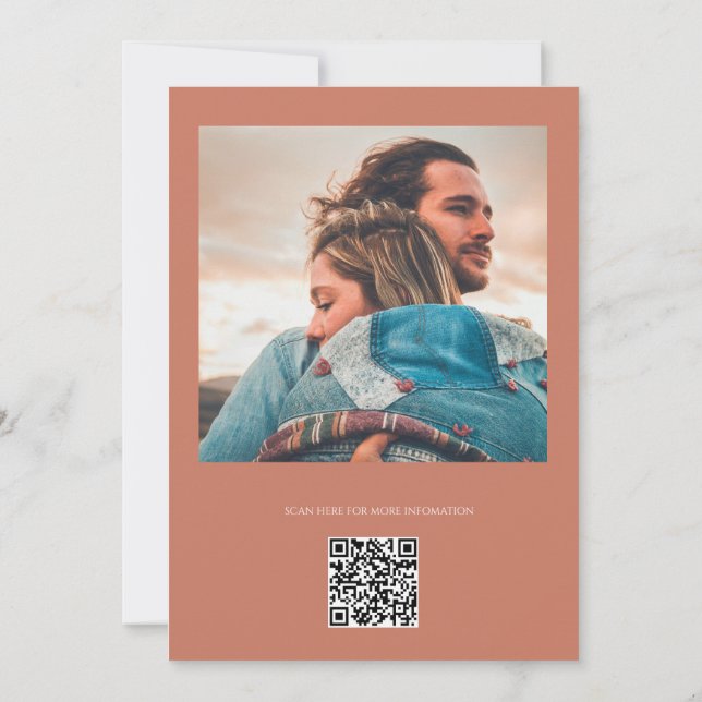 Convite Rose Copper Minimalist Modern Calligraphy Wedding (Verso)