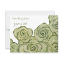 Rose friendship notecard - hand-drawn artwork.