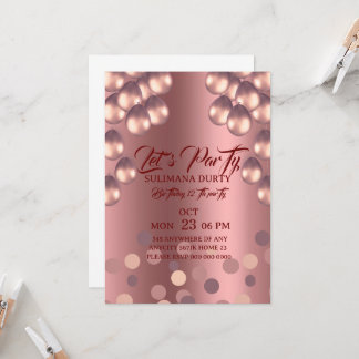 Convite Rose Gold Birthday Invitation Template: Let's Part