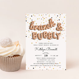 Convite Rose Gold Brunch & Bubbly Bridal Shower Invitation