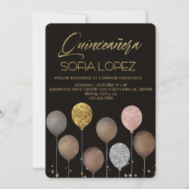 Convite Rose Gold Glitter Elegant Quinceañera