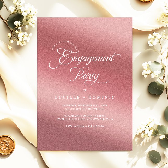 Convite Rose Gold Gradient Modern Engagement Party (Criador carregado)