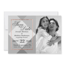 Rose Gold Gray Geo Save the Dates