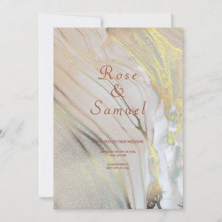 Convite Rose Gold Ink Aesthetic Chic Wedding Invitation