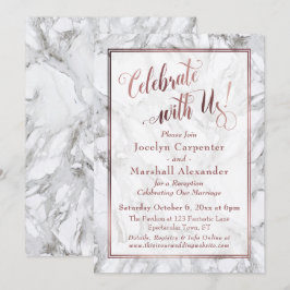 Convite Rose Gold Marble Celebre Conosco Recepção Apenas