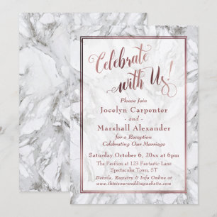 Convite Rose Gold Marble Celebre Conosco Recepção Apenas
