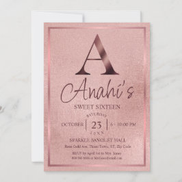 Convite Rose Gold Monograma Doce Dezesseis