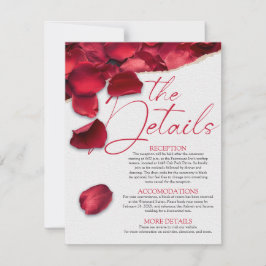 Convite Rose Petals Wedding Details Card